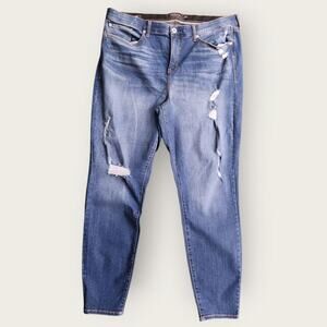 Torrid Jeans Women's Sz 24R Blue Distressed Holy Sky High Skinny Elastic Waist